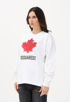 DSQUARED2 Felpa girocollo bianca per donna, ragazzi e bambini con stampa DQ3193D0AGW DQ100 DSQUARED2 
