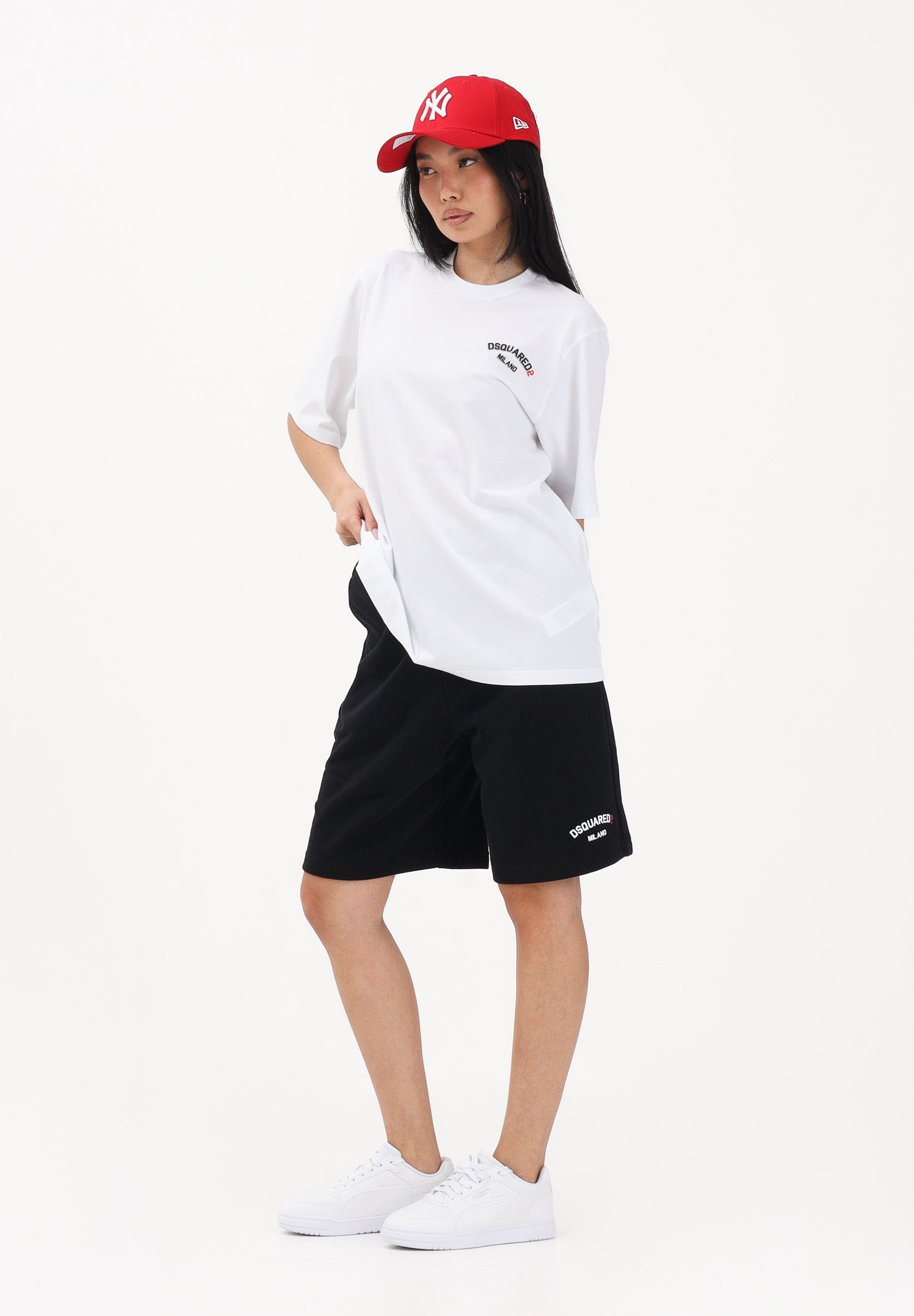 DSQUARED2 Shorts sportivo nero per donna, ragazzi e bambini con logo DQ3201D0AGU DQ900 DSQUARED2 