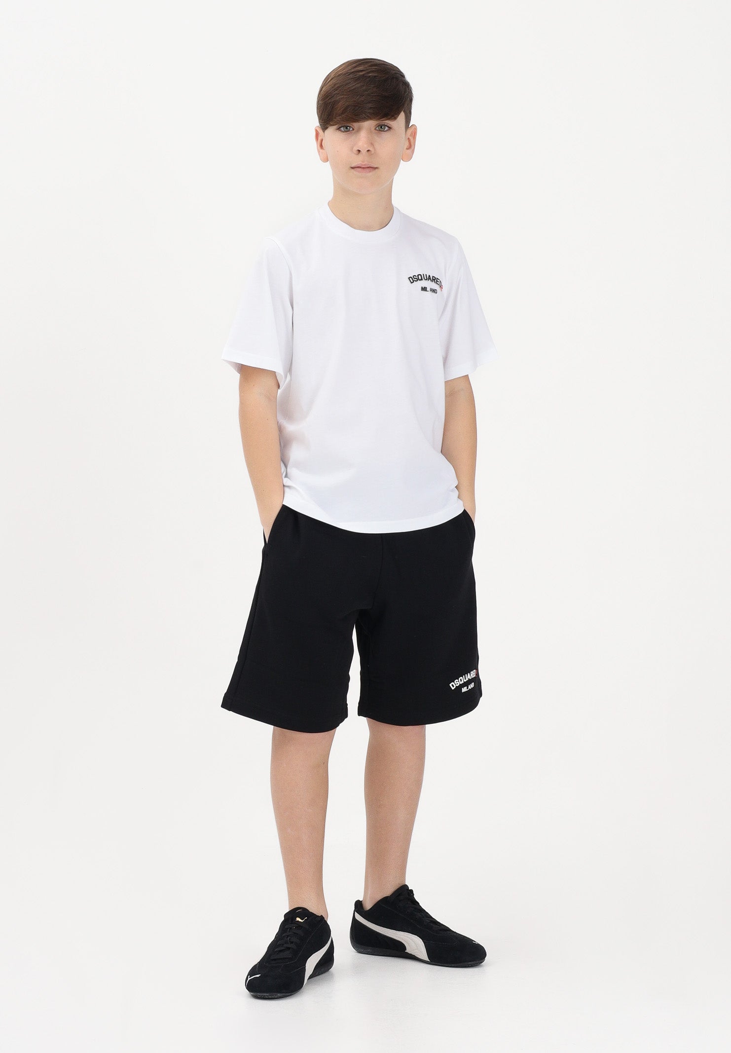 DSQUARED2 Shorts sportivo nero per donna, ragazzi e bambini con logo DQ3201D0AGU DQ900 DSQUARED2 