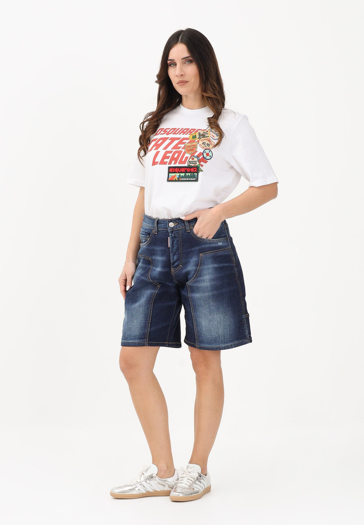 DSQUARED2 Shorts di jeans in denim blu scuro per donna, ragazzi e bambini DQ3212D0AFS DQ01 DSQUARED2 