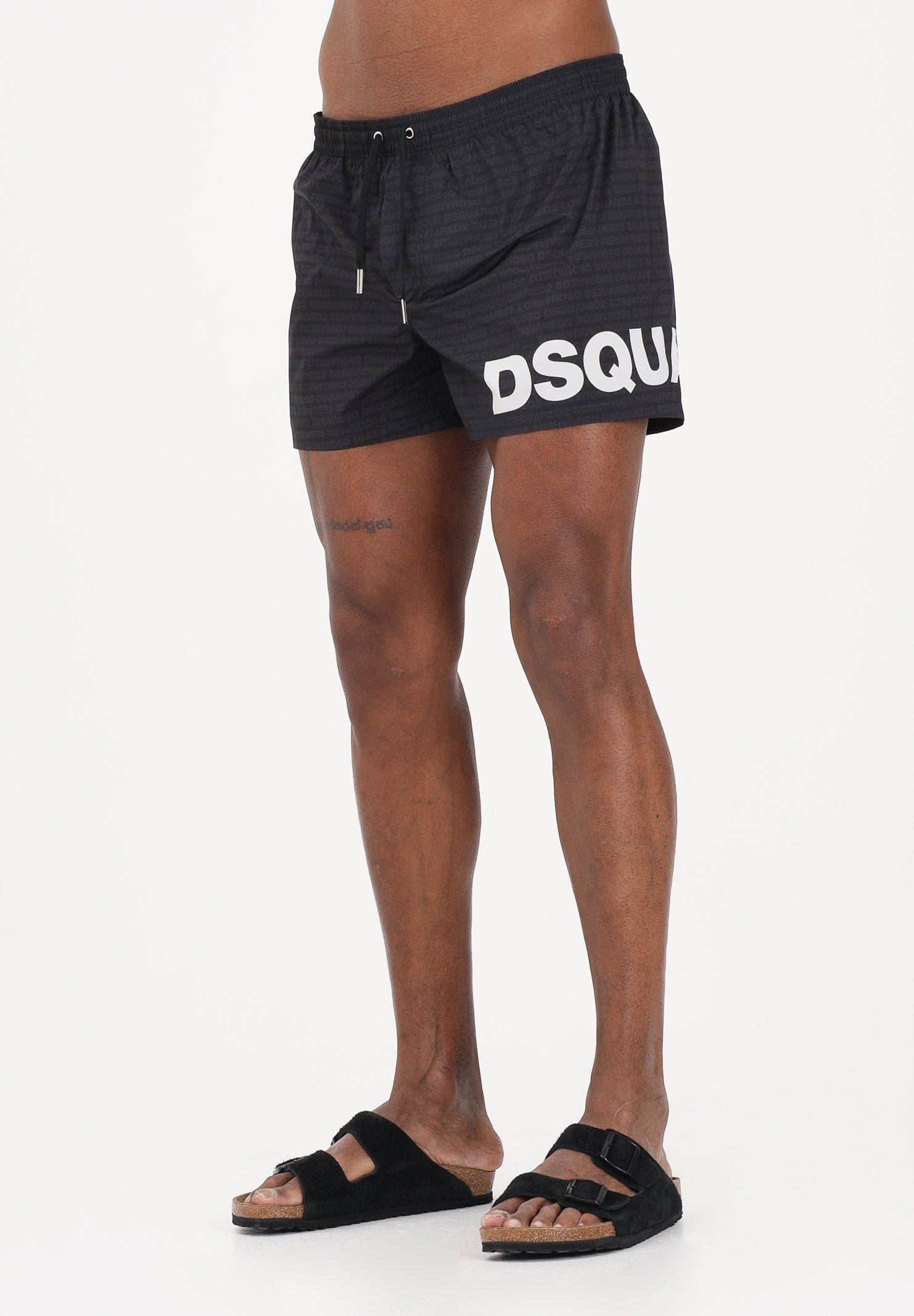 DSQUARED2 Shorts mare nero da uomo con logo D7B5C6600 010 DSQUARED2 