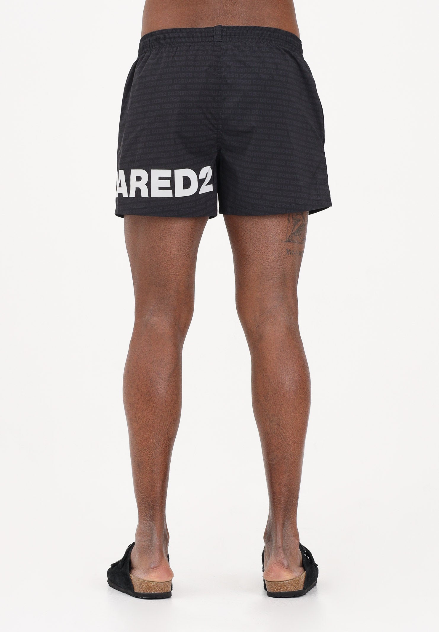 DSQUARED2 Shorts mare nero da uomo con logo D7B5C6600 010 DSQUARED2 