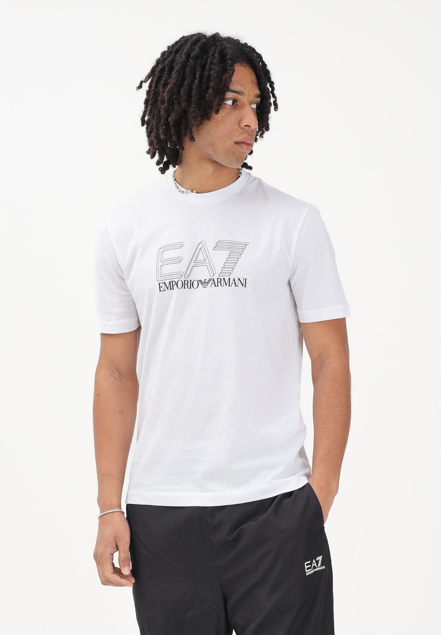 EA7 T-shirt a manica corta bianca da uomo con logo 7M001307AF10375 U0002 EA7 