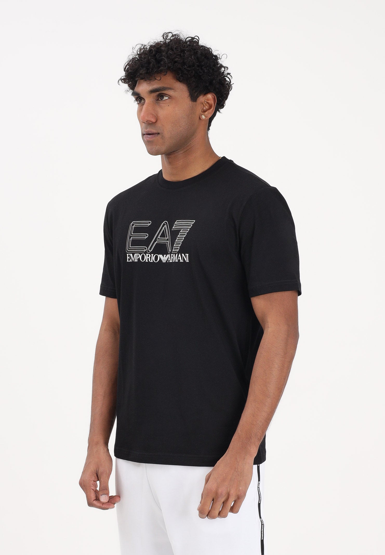 EA7 T-shirt a manica corta nera da uomo con stampa logo 7M001307AF10375 UC001 EA7 