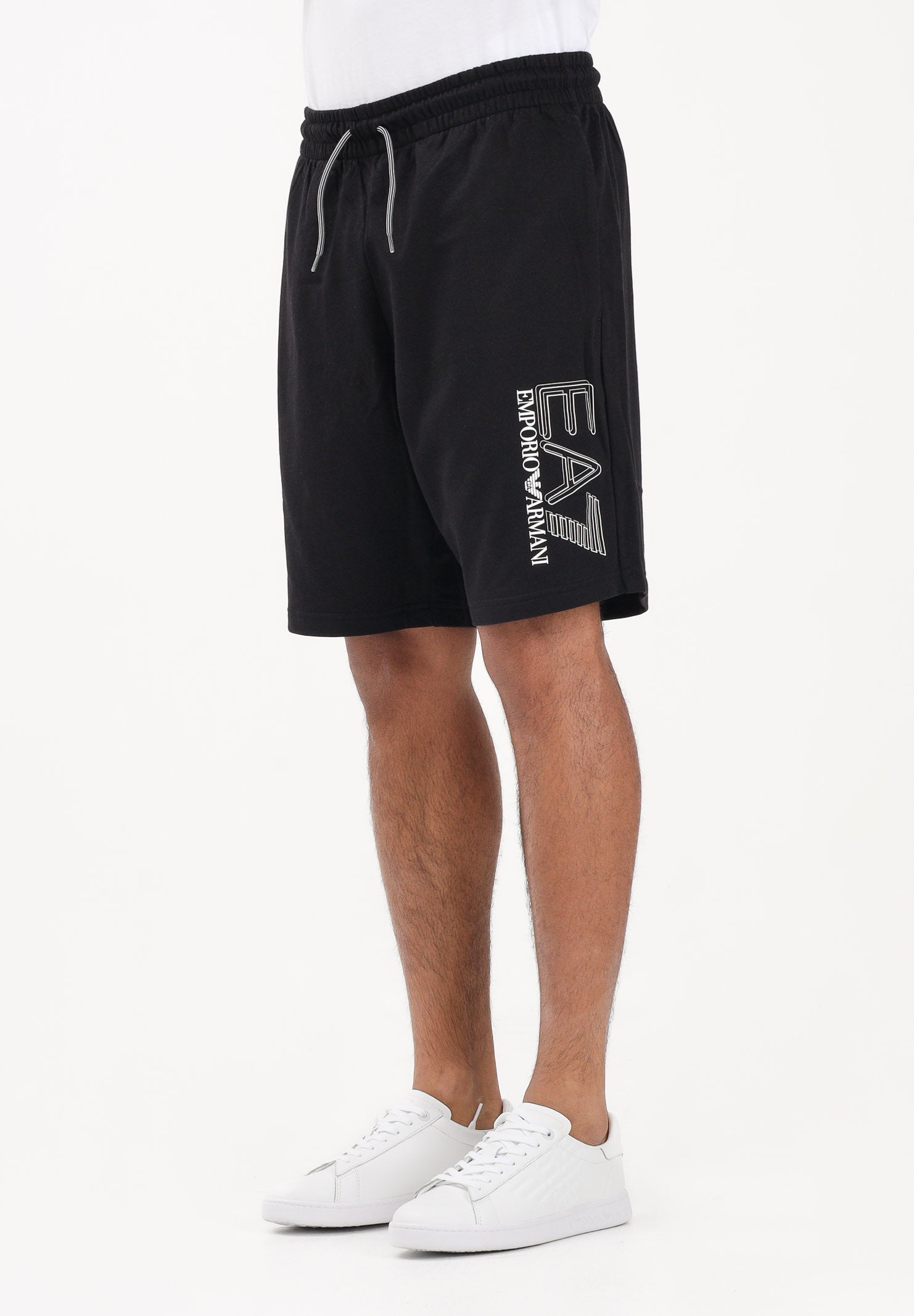 EA7 Shorts sportivo nero da uomo con stampa logo 7M001315AF13512 UC001 EA7 