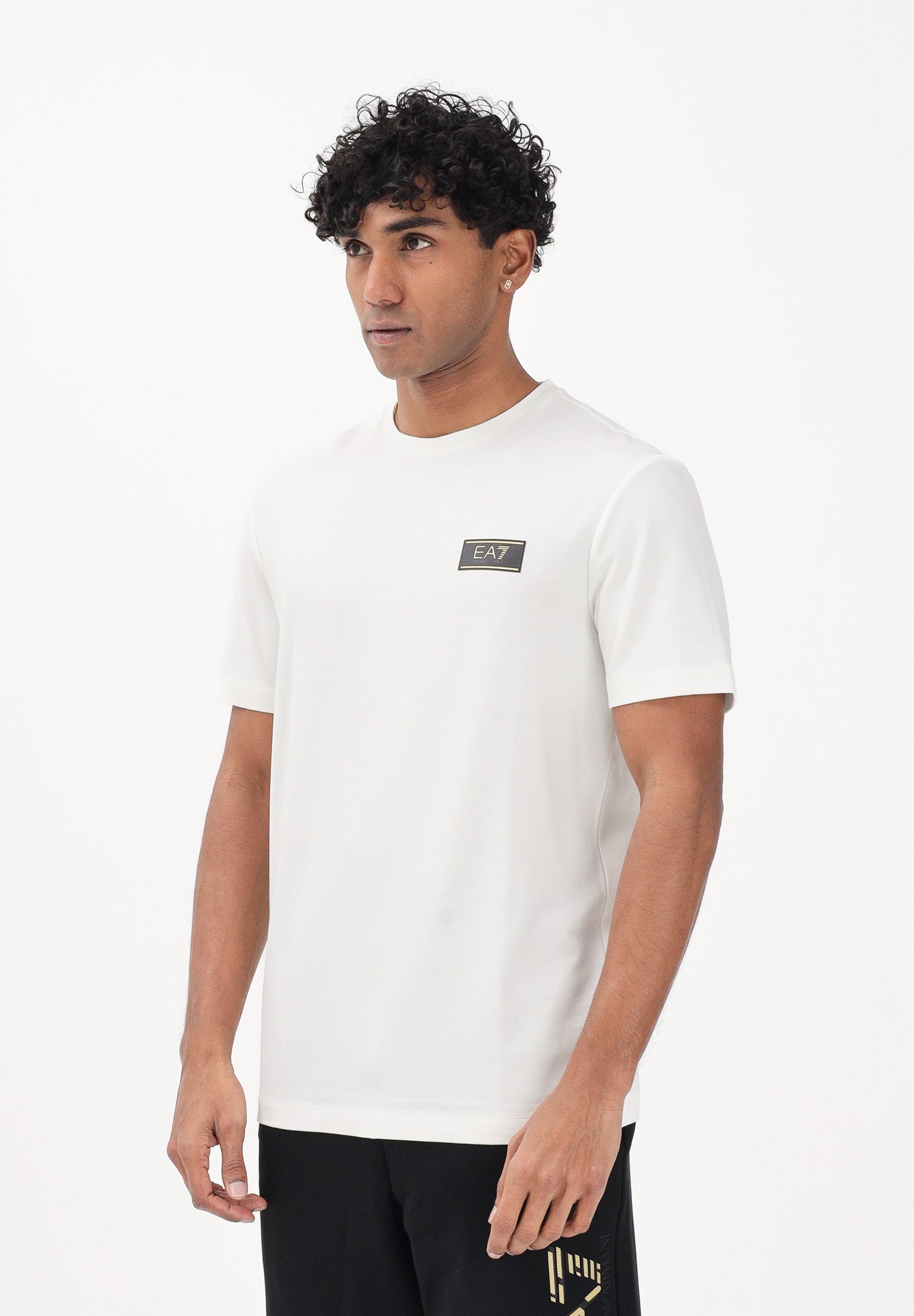 EA7 T-shirt a manica corta bianca da uomo con applicazione logo 7M001331AF13739 U0004 EA7 