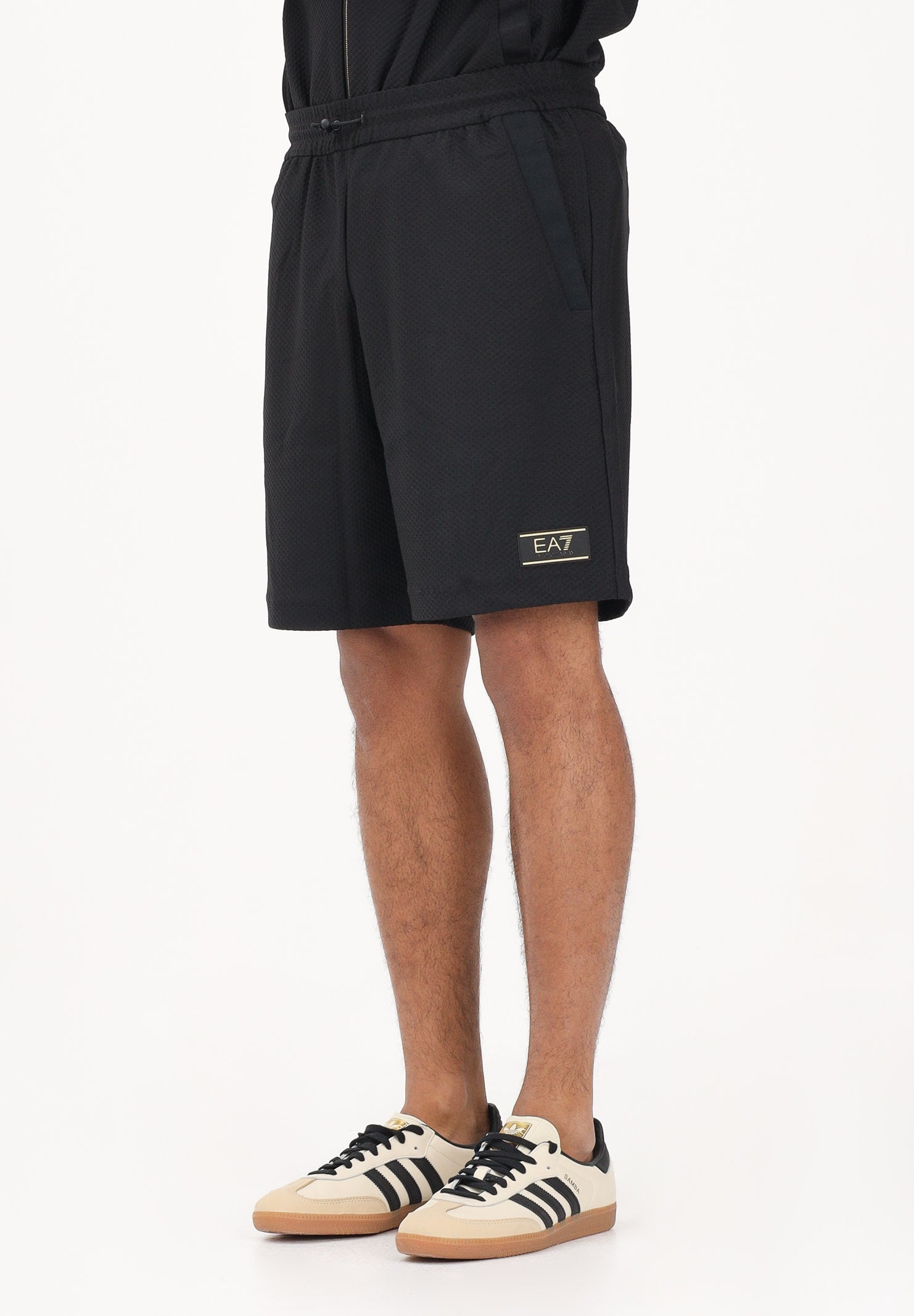 EA7 Shorts sportivo nero da uomo con logo 7M001340AF21099 UC001 EA7 