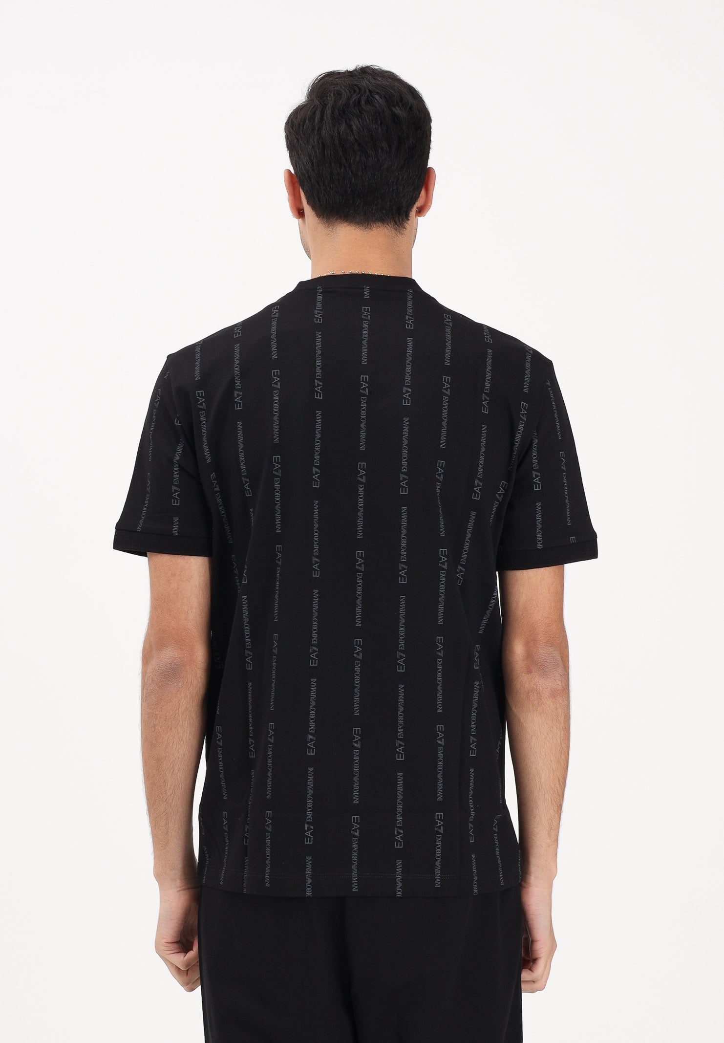 EA7 T-shirt a manica corta nera da uomo con logo all-over 7M001391AF12874 FC039 EA7 