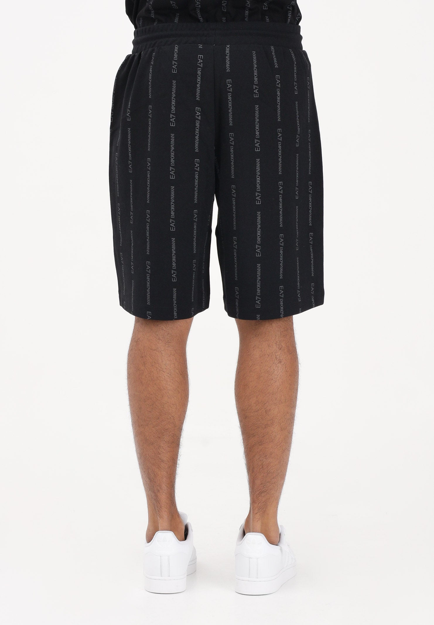 EA7 Shorts sportivo nero da uomo con stampa all-over del logo 7M001393AF12660 FC039 EA7 