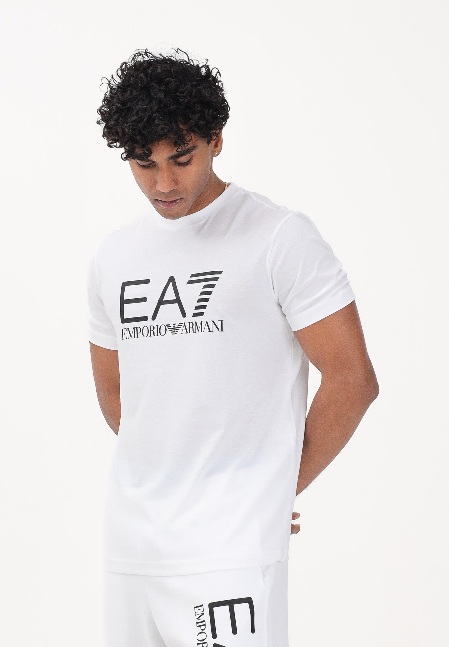 EA7 T-shirt a manica corta bianca da uomo con stampa logo 7M001412AF22264 U0002 EA7 