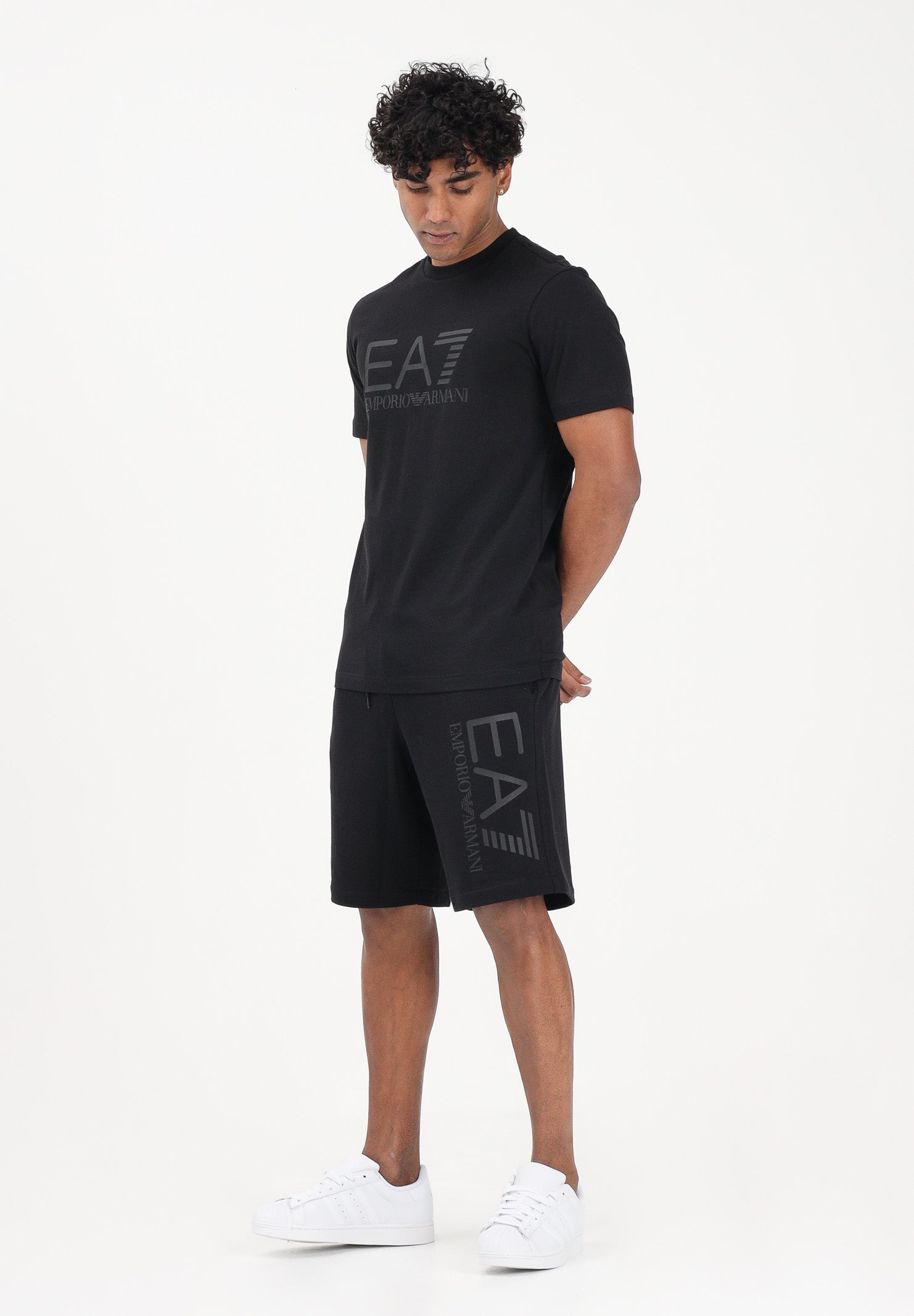 EA7 Shorts nero da uomo con logo 7M001414AF22266 MC005 EA7 