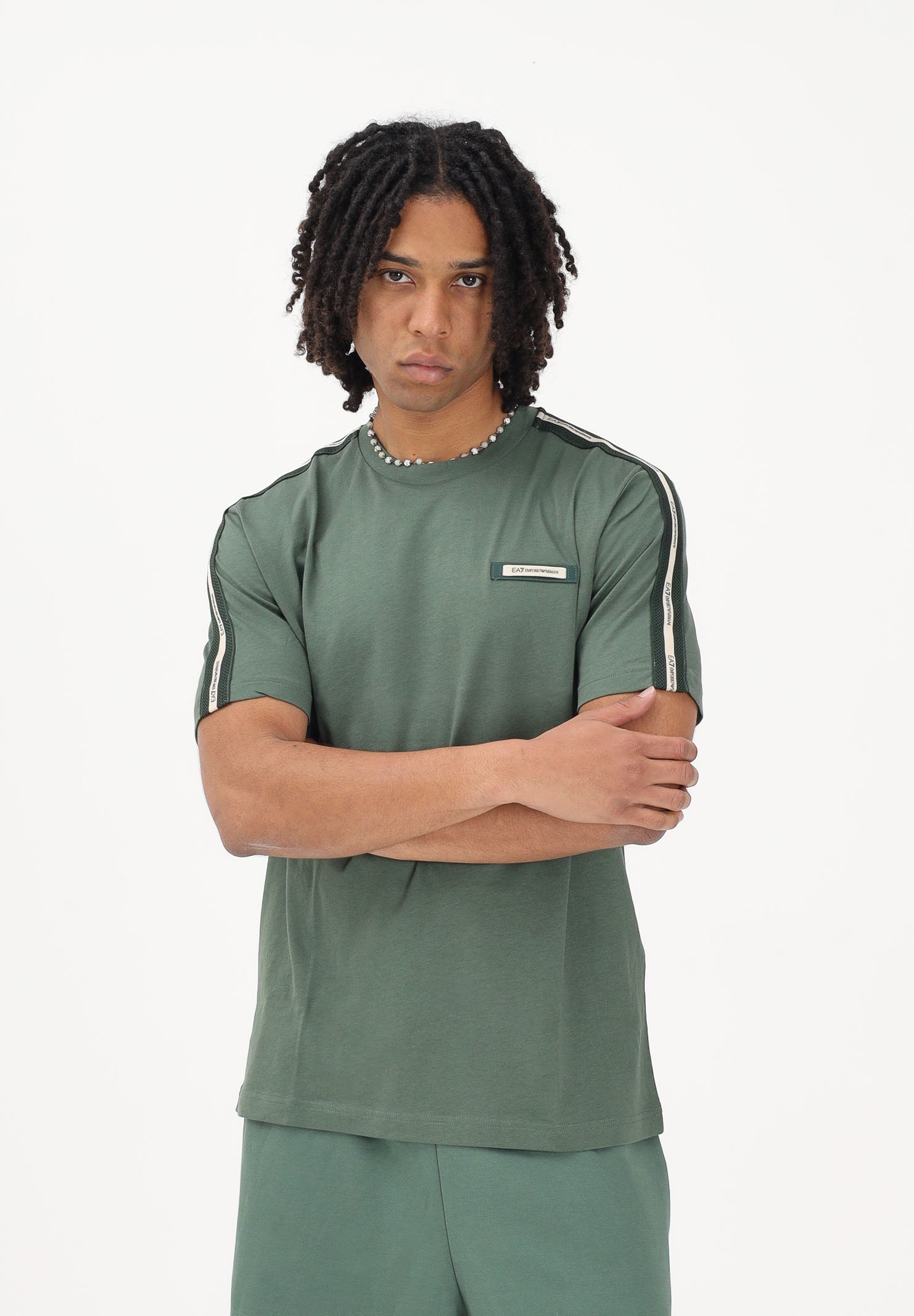 EA7 T-shirt a manica corta verde da uomo con logo 7M001476AF10375 U7260 EA7 