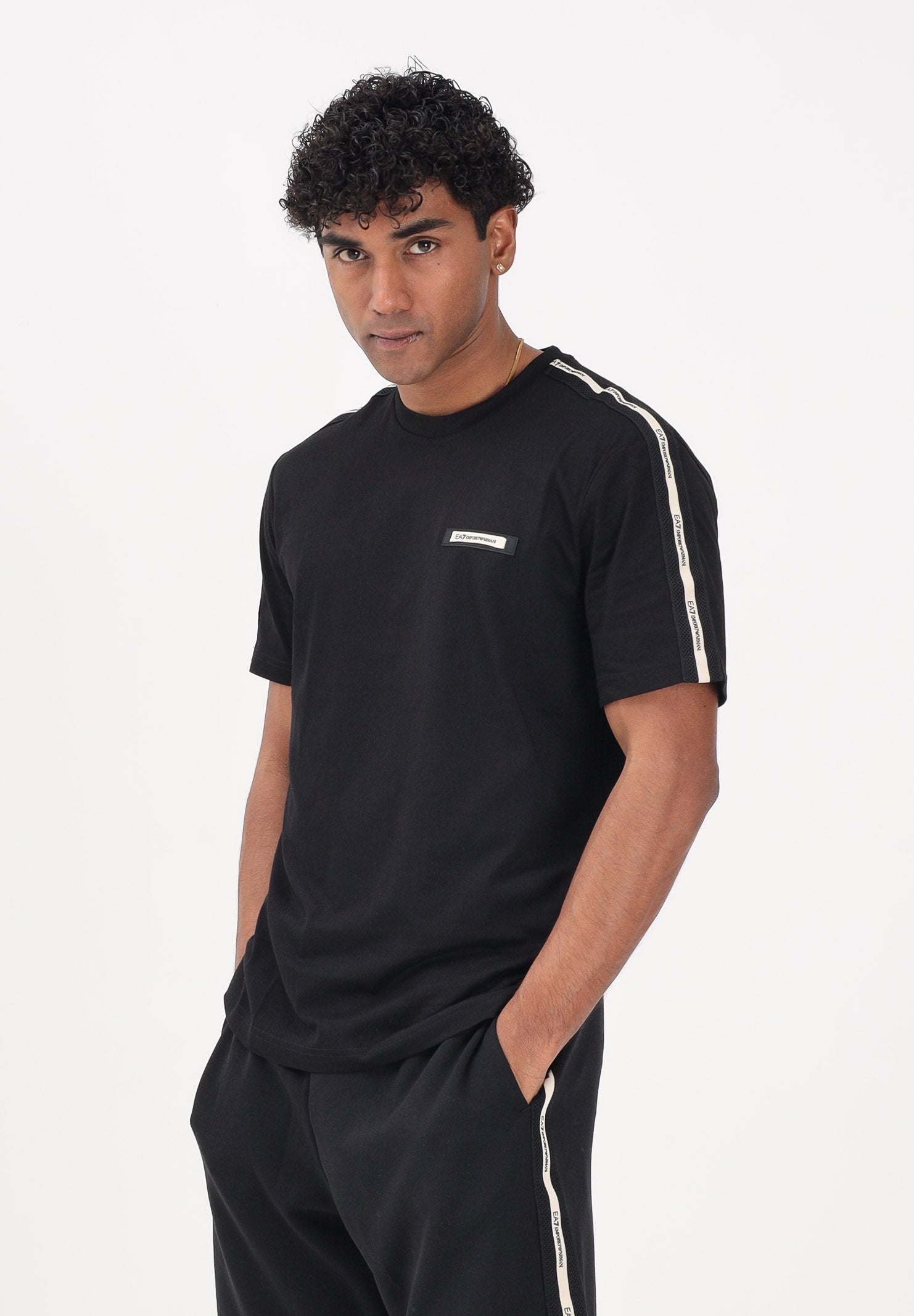 EA7 T-shirt a manica corta nera da uomo con logo 7M001476AF10375 UC001 EA7 