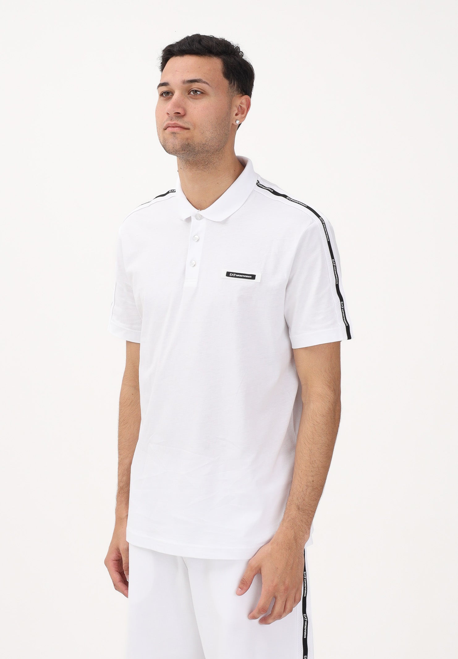 EA7 Polo a manica corta bianca da uomo con logo 7M001477AF10375 U0002 EA7 