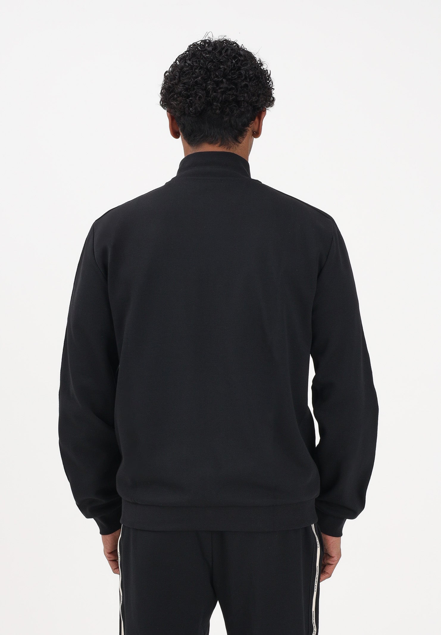 EA7 Felpa con zip nera da uomo caratterizzata da bande logate a contrasto 7M001479AF12660 UC001 EA7 