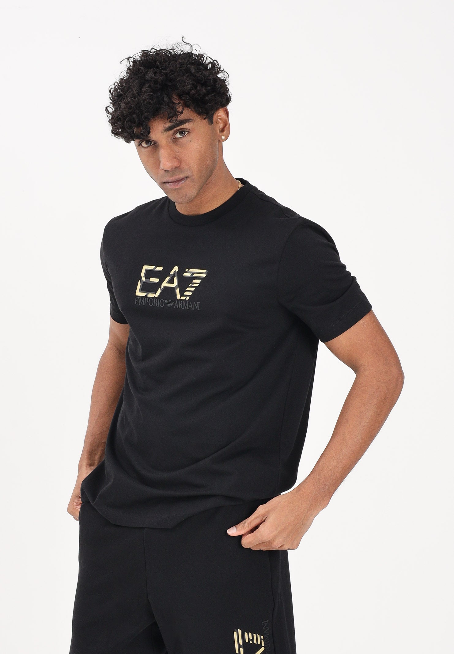EA7 T-shirt a manica corta nera da uomo con stampa logo 7M001562AF17789 UC001 EA7 