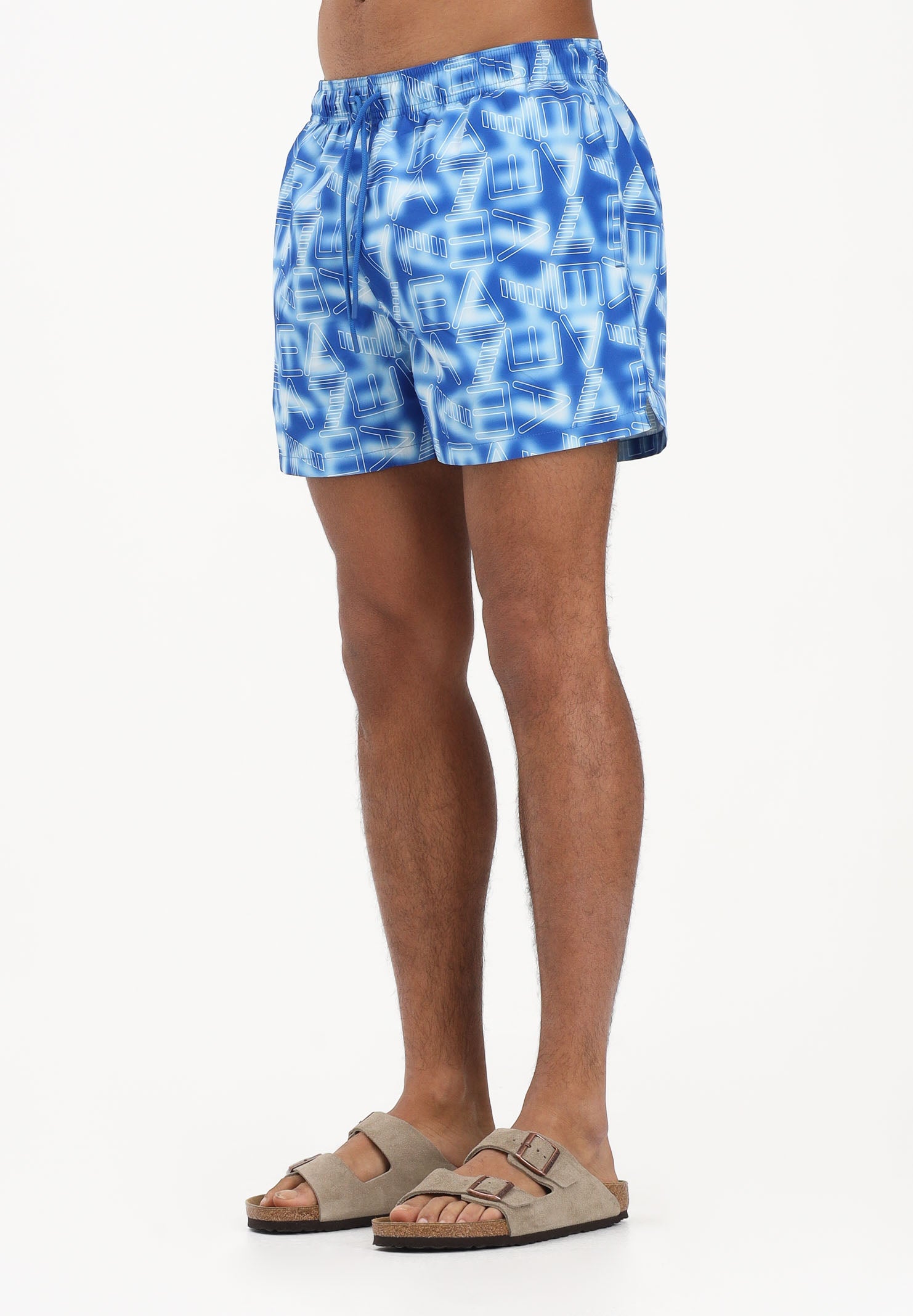 EA7 Shorts mare azzurro da uomo con logo all-over 7M001715AF21250 MB465 EA7 