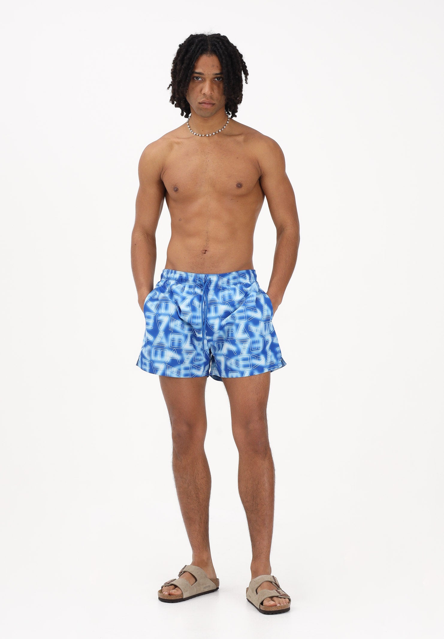 EA7 Shorts mare azzurro da uomo con logo all-over 7M001715AF21250 MB465 EA7 