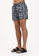 EA7 Shorts mare nero da uomo con logo all-over 7M001715AF21250 MC001 EA7 