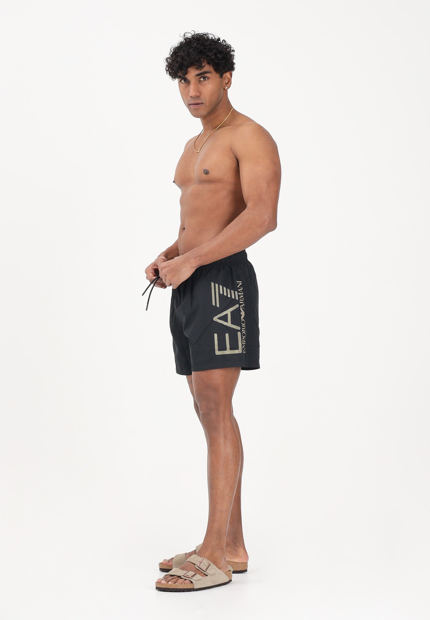 EA7 Shorts mare nero da uomo con maxi logo 7M002001AF14497 MC004 EA7 