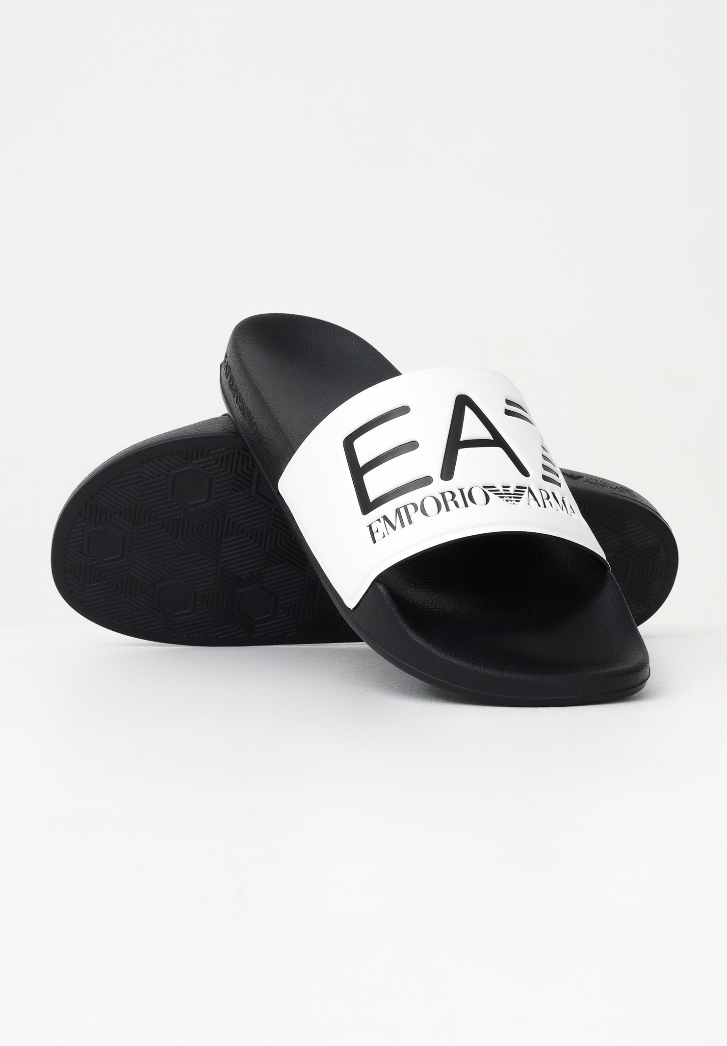 EA7 Ciabatte bianche e nere da uomo con logo 7X000108AF15118 MZ096 EA7 