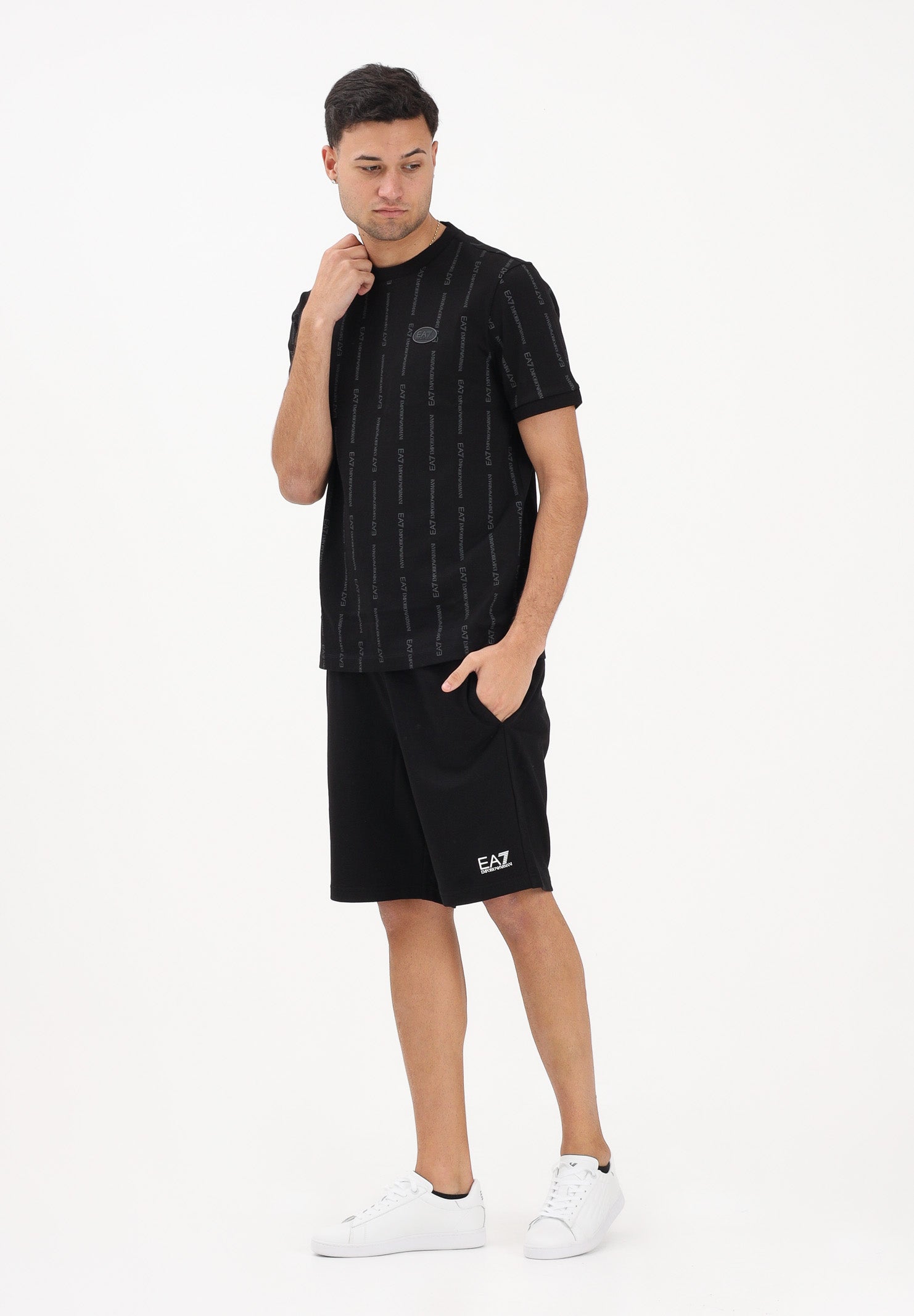 EA7 Shorts sportivo nero da uomo con logo 8NPS65PJVRZ 1200 EA7 