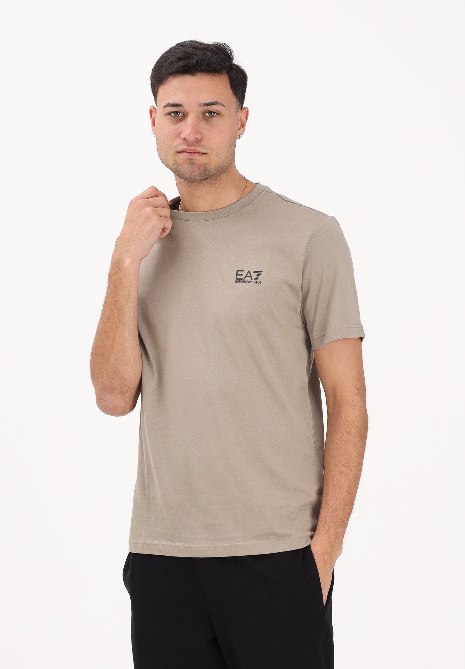 EA7 T-shirt a manica corta beige da uomo con logo 8NPT25PJVPZ U6167 EA7 