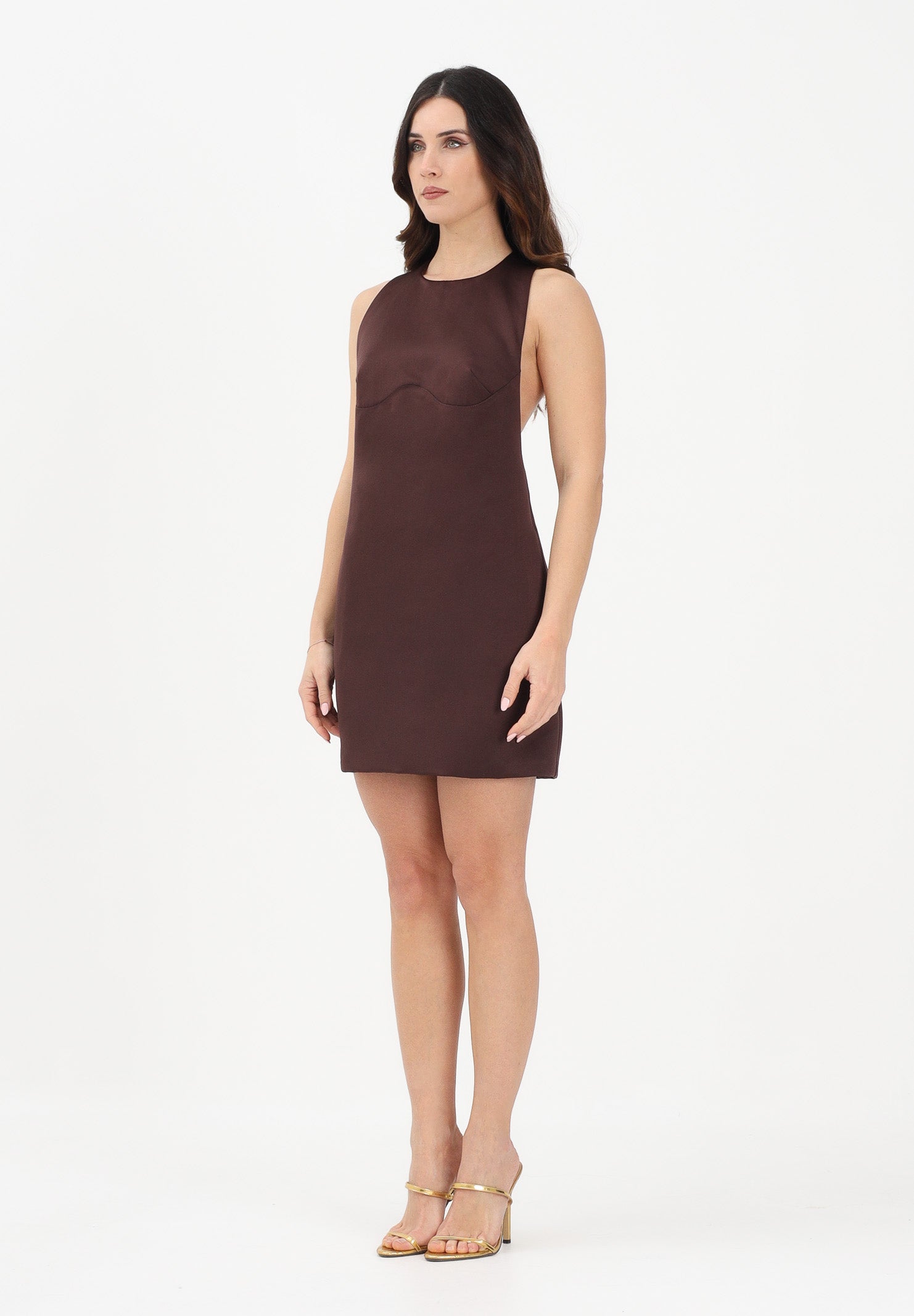 ELISABETTA FRANCHI Abito corto cacao da donna con collana AB87162E2 644 ELISABETTA FRANCHI 