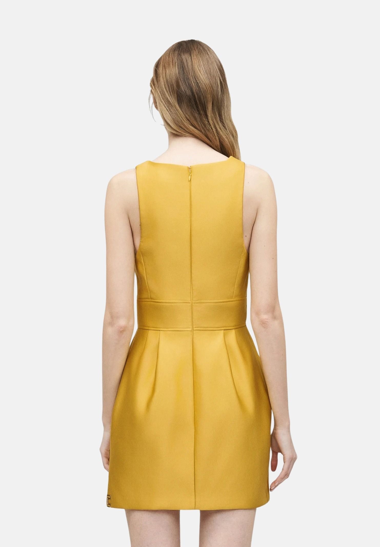 ELISABETTA FRANCHI abito corto elegante in duchesse giallo Sun donna. AB87561E2 EV4 ELISABETTA FRANCHI 