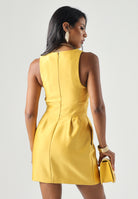 ELISABETTA FRANCHI abito corto elegante in duchesse giallo Sun donna. AB87561E2 EV4 ELISABETTA FRANCHI 