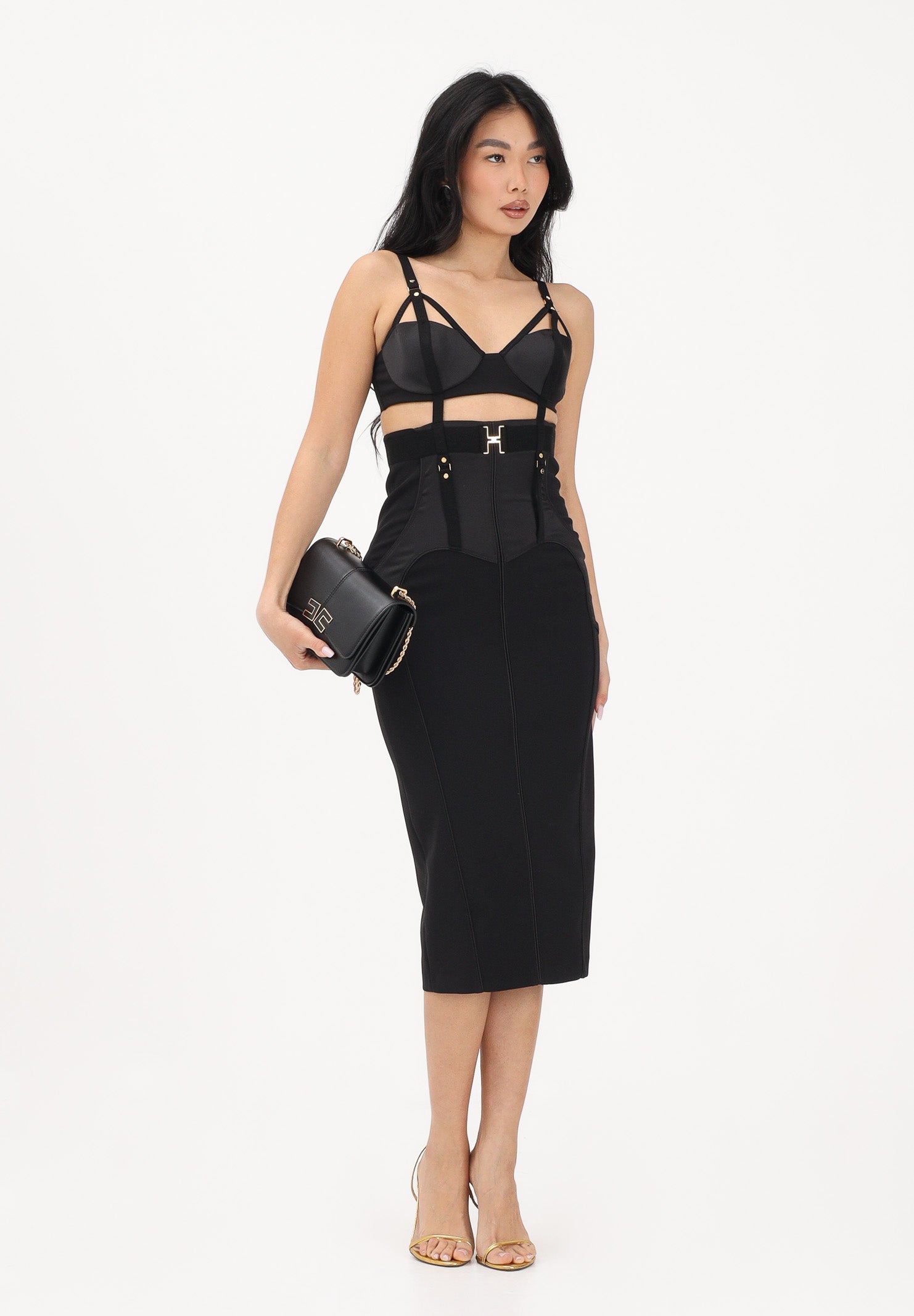 ELISABETTA FRANCHI Abito midi a tubino nero da donna AB88162E2 110 ELISABETTA FRANCHI 