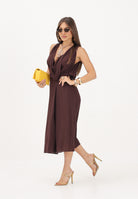ELISABETTA FRANCHI abito midi in georgette di viscosa Cacao marrone donna. AB88461E2 644 ELISABETTA FRANCHI 
