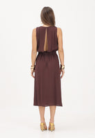 ELISABETTA FRANCHI abito midi in georgette di viscosa Cacao marrone donna. AB88461E2 644 ELISABETTA FRANCHI 