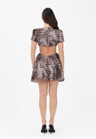 ELISABETTA FRANCHI Abito corto cacao da donna con stampa all-over a tema alligatore AB89561E2 644 ELISABETTA FRANCHI 