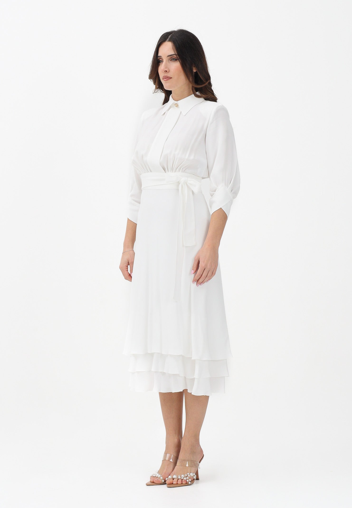 ELISABETTA FRANCHI Abito midi avorio da donna AB92361E2 360 ELISABETTA FRANCHI 