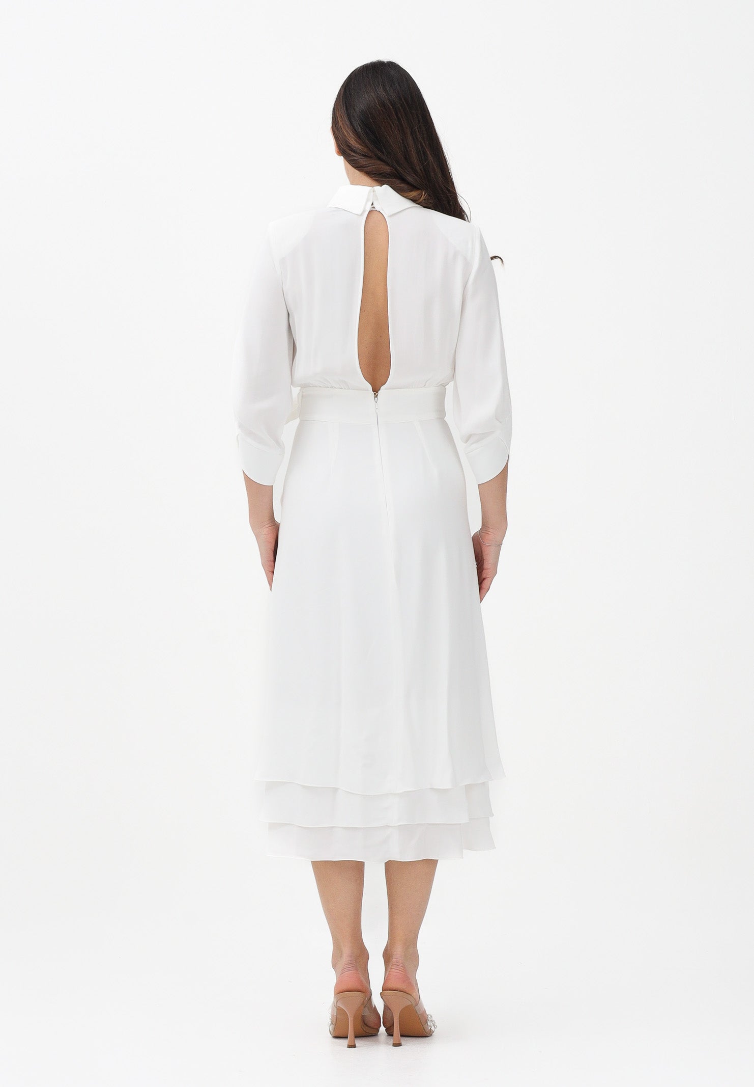ELISABETTA FRANCHI Abito midi avorio da donna AB92361E2 360 ELISABETTA FRANCHI 