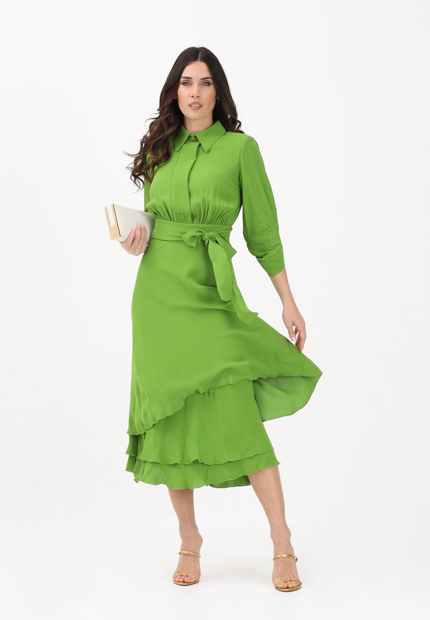 ELISABETTA FRANCHI Abito midi verde da donna AB92361E2 EV3 ELISABETTA FRANCHI 