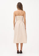 ELISABETTA FRANCHI Abito midi beige da donna con ricami floreali 3D AB94262E2 045 ELISABETTA FRANCHI 