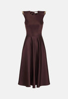 ELISABETTA FRANCHI abito midi in duchesse cacao marrone  donna. AB95462E2 644 ELISABETTA FRANCHI 