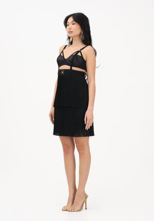 ELISABETTA FRANCHI Abito corto nero da donna con frange AB96662E2 110 ELISABETTA FRANCHI 