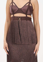 ELISABETTA FRANCHI Abito corto cacao da donna con frange AB96662E2 644 ELISABETTA FRANCHI 