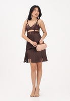 ELISABETTA FRANCHI Abito corto cacao da donna con frange AB96662E2 644 ELISABETTA FRANCHI 
