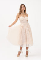 ELISABETTA FRANCHI Abito midi burro da donna realizzato in delicato pizzo AB97162E2 EG9 ELISABETTA FRANCHI 