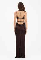ELISABETTA FRANCHI Abito lungo cacao da donna in jersey di viscosa lucida ABR1361E2 644 ELISABETTA FRANCHI 
