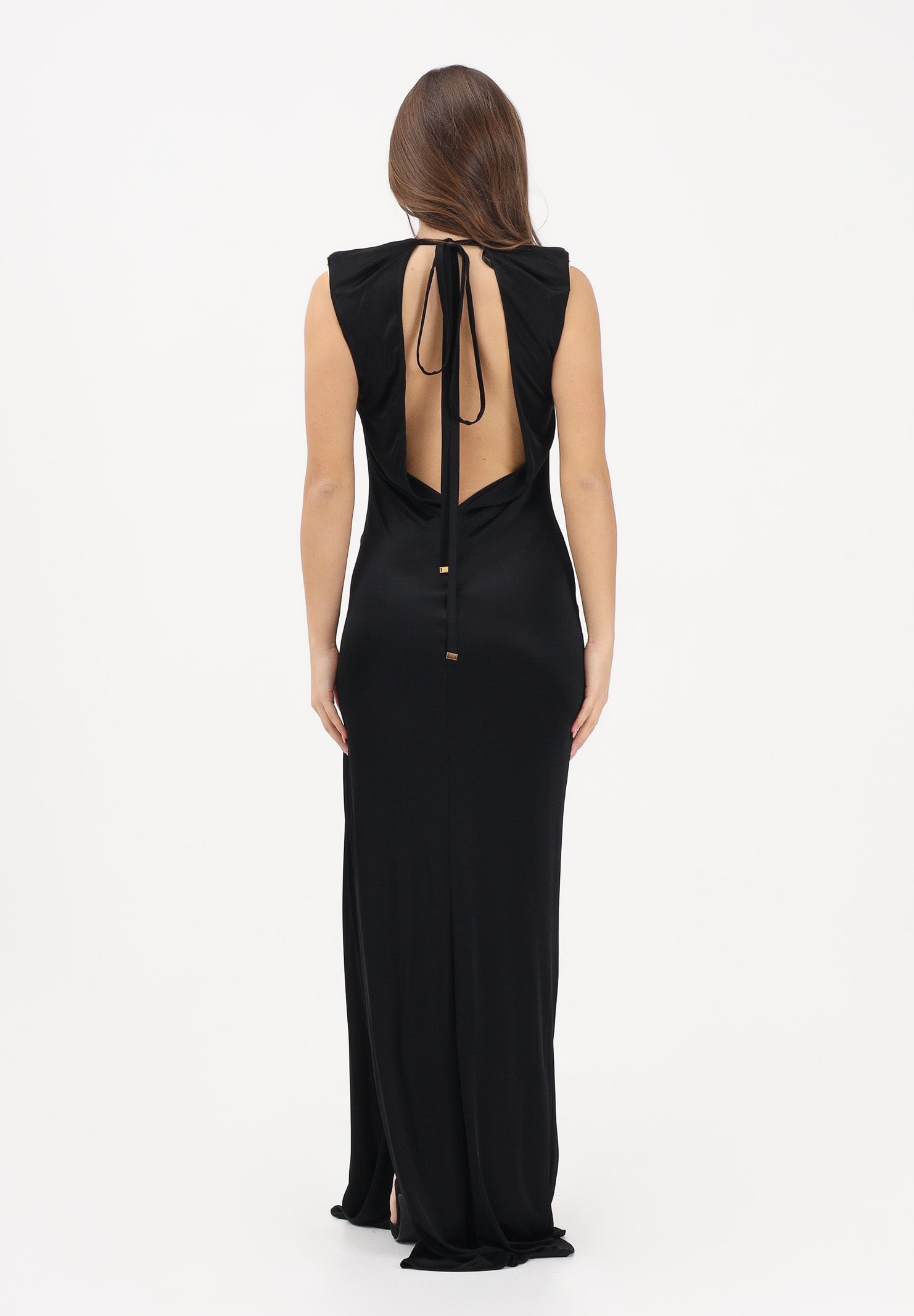 ELISABETTA FRANCHI Abito lungo nero da donna con spacco laterale ABR2461E2 110 ELISABETTA FRANCHI 