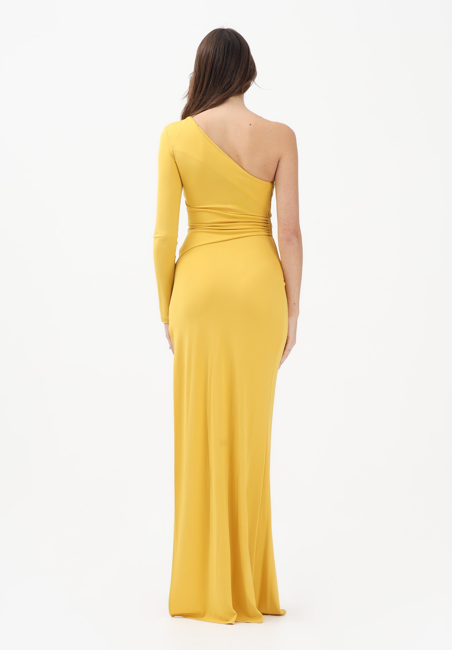 ELISABETTA FRANCHI Abito lungo giallo da donna con dettaglio gioiello ABR2561E2 EV4 ELISABETTA FRANCHI 