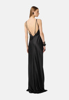 ELISABETTA FRANCHI Abito lungo Red Carpet in raso nero donna ABR3362E2 110 ELISABETTA FRANCHI 