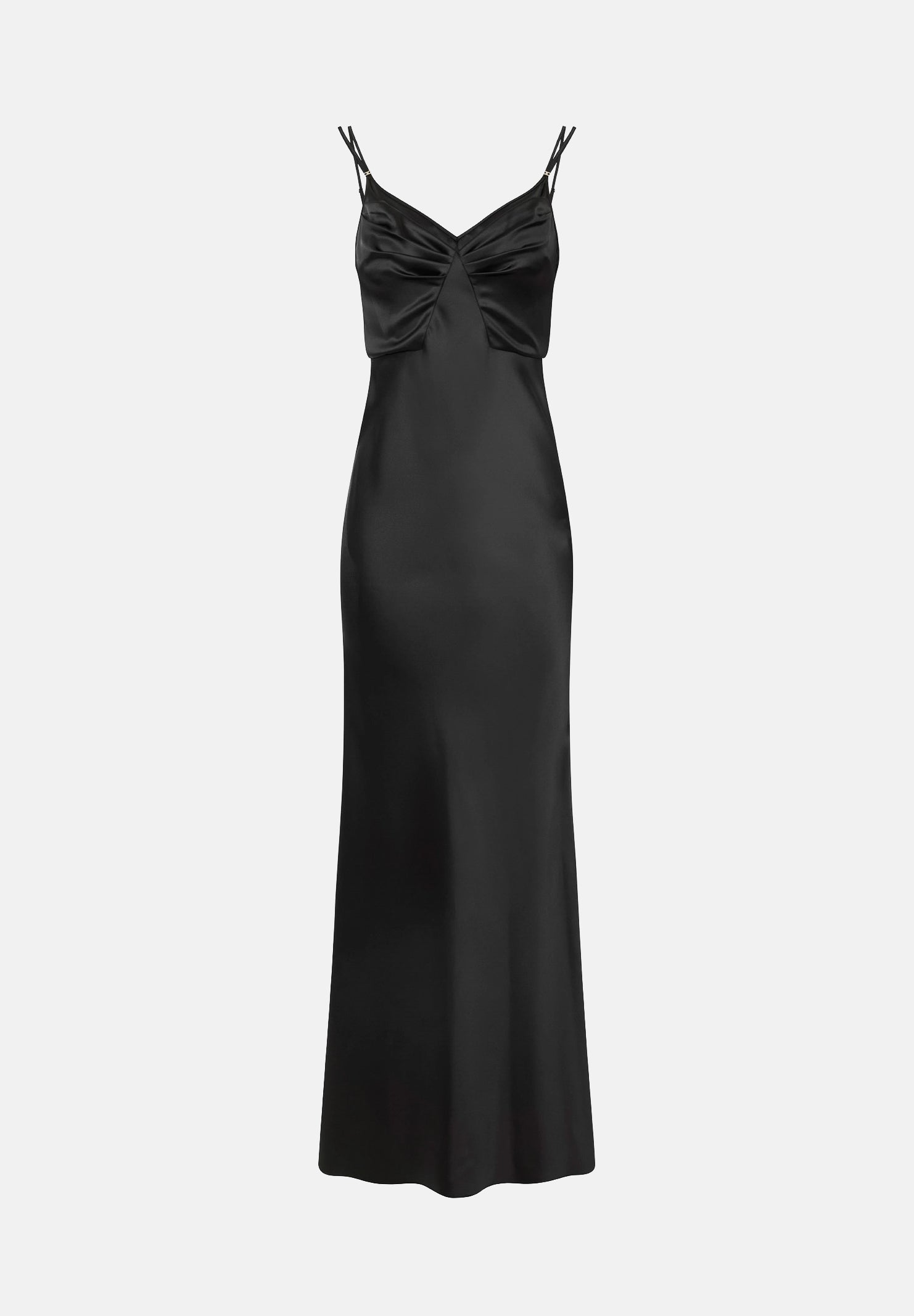 ELISABETTA FRANCHI Abito lungo Red Carpet in raso nero donna ABR3362E2 110 ELISABETTA FRANCHI 