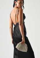 ELISABETTA FRANCHI Abito lungo Red Carpet in raso nero donna ABR3362E2 110 ELISABETTA FRANCHI 