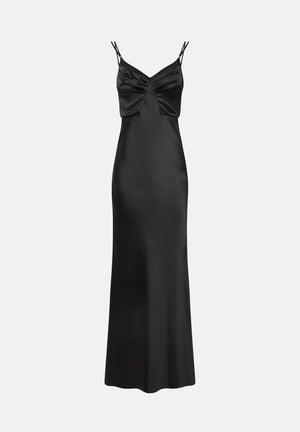 ELISABETTA FRANCHI Abito lungo Red Carpet in raso nero donna ABR3362E2 110 ELISABETTA FRANCHI 
